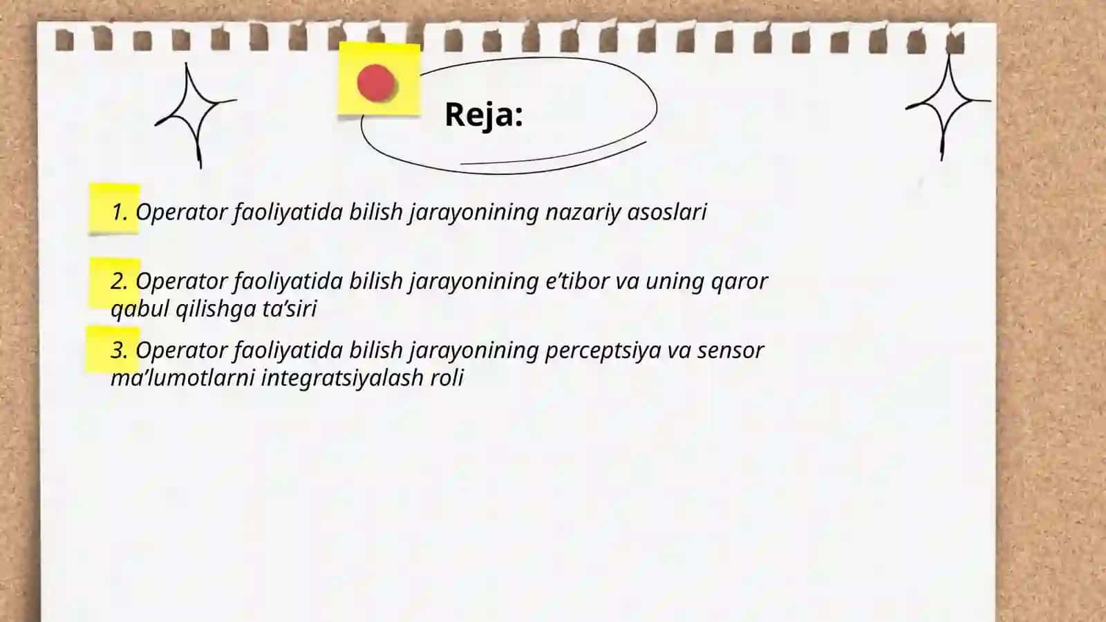 Operator faoliyatida bilish jarayonining orni 2
