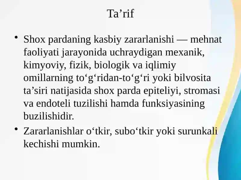 SHOX PARDANING KASBIY ZARARLANISHI VA PROFILAKTIKASI 2