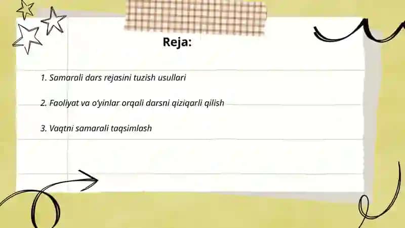 Samarali dars rejalashtirish usullari 2