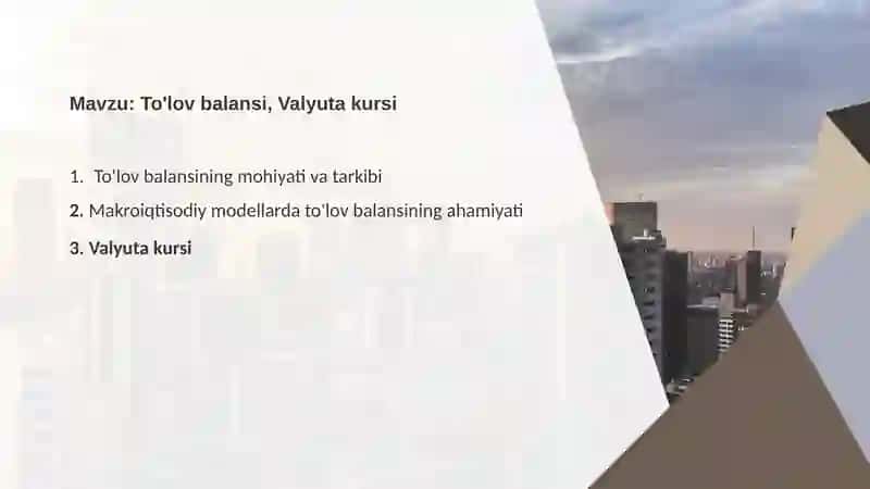 To'lov balansi, Valyuta kursi 2