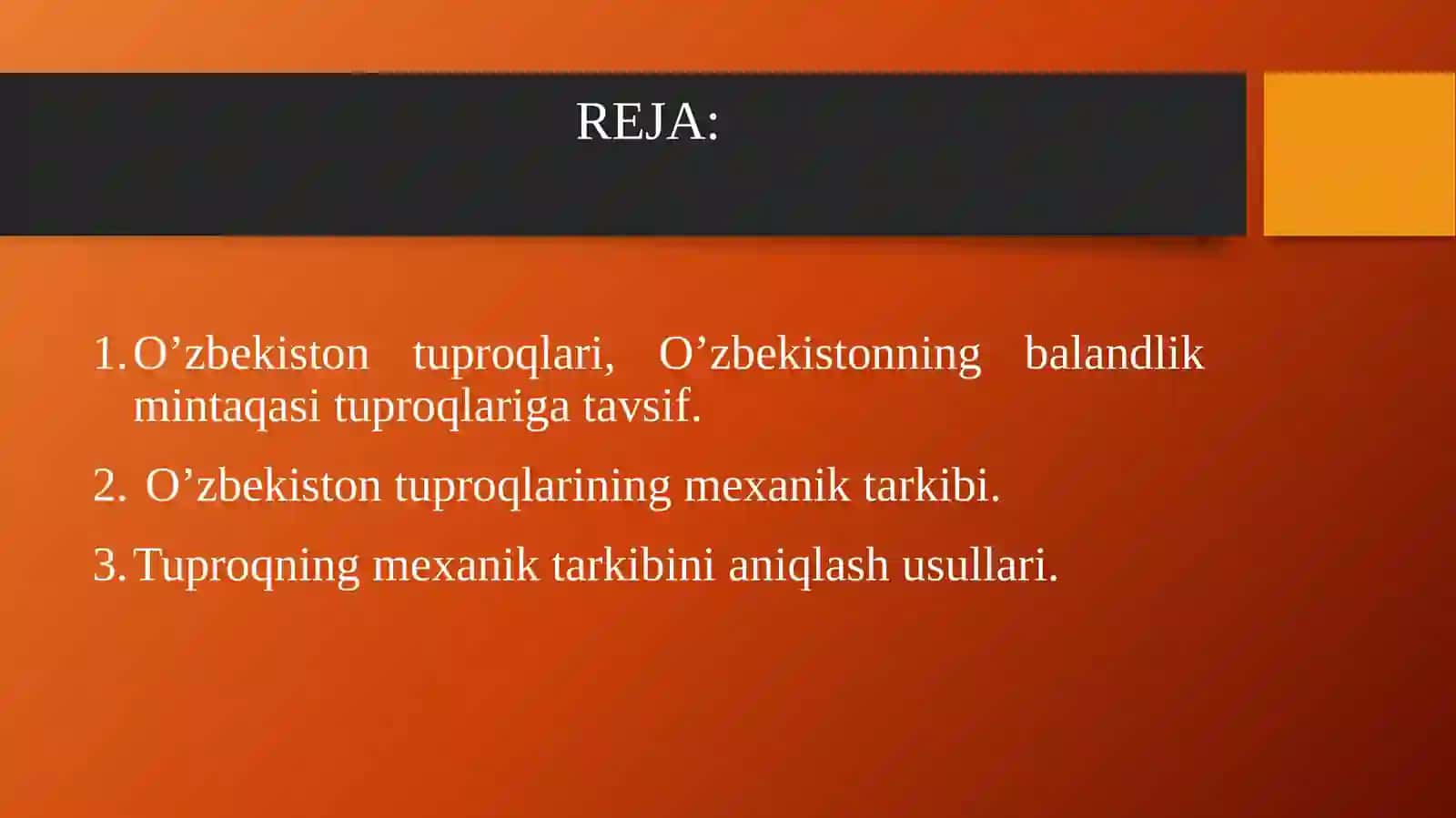 O’zbekiston tuproqlarining mexanik tarkibi. 2