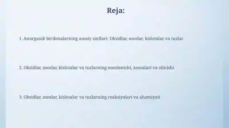 Noorganik birikmalarning asosiy sinflari 2