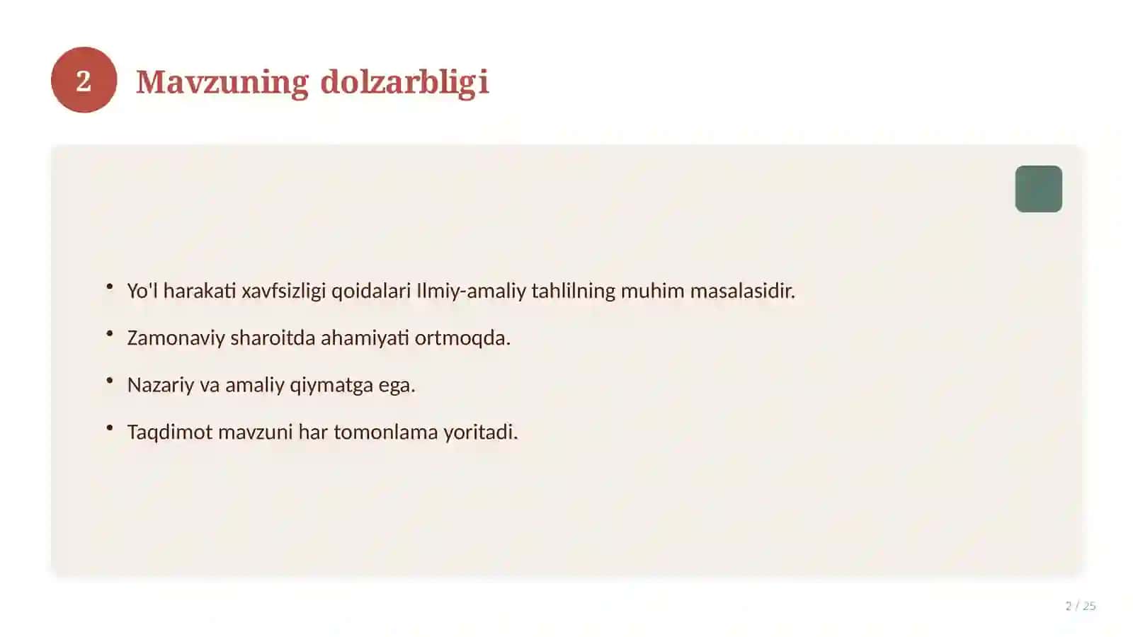 Yo'l harakati xavfsizligi qoidalari 2