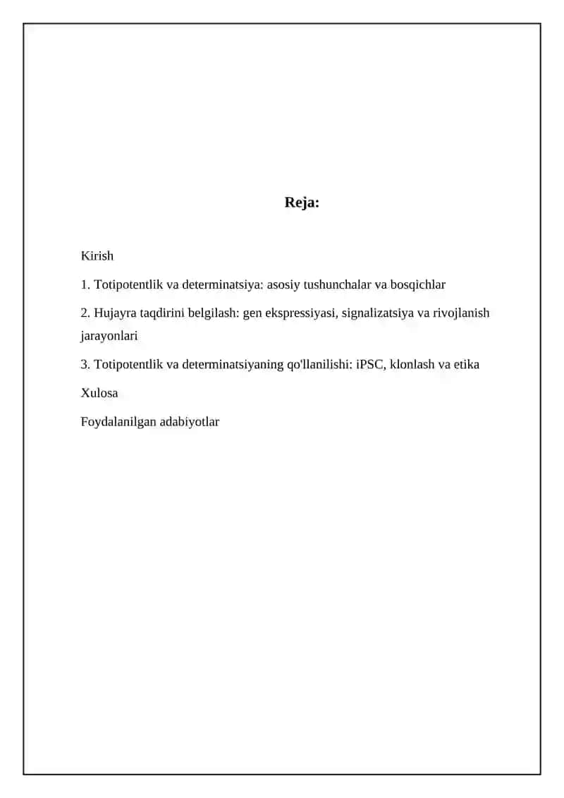 Totipotentlik va determinatsiya 2