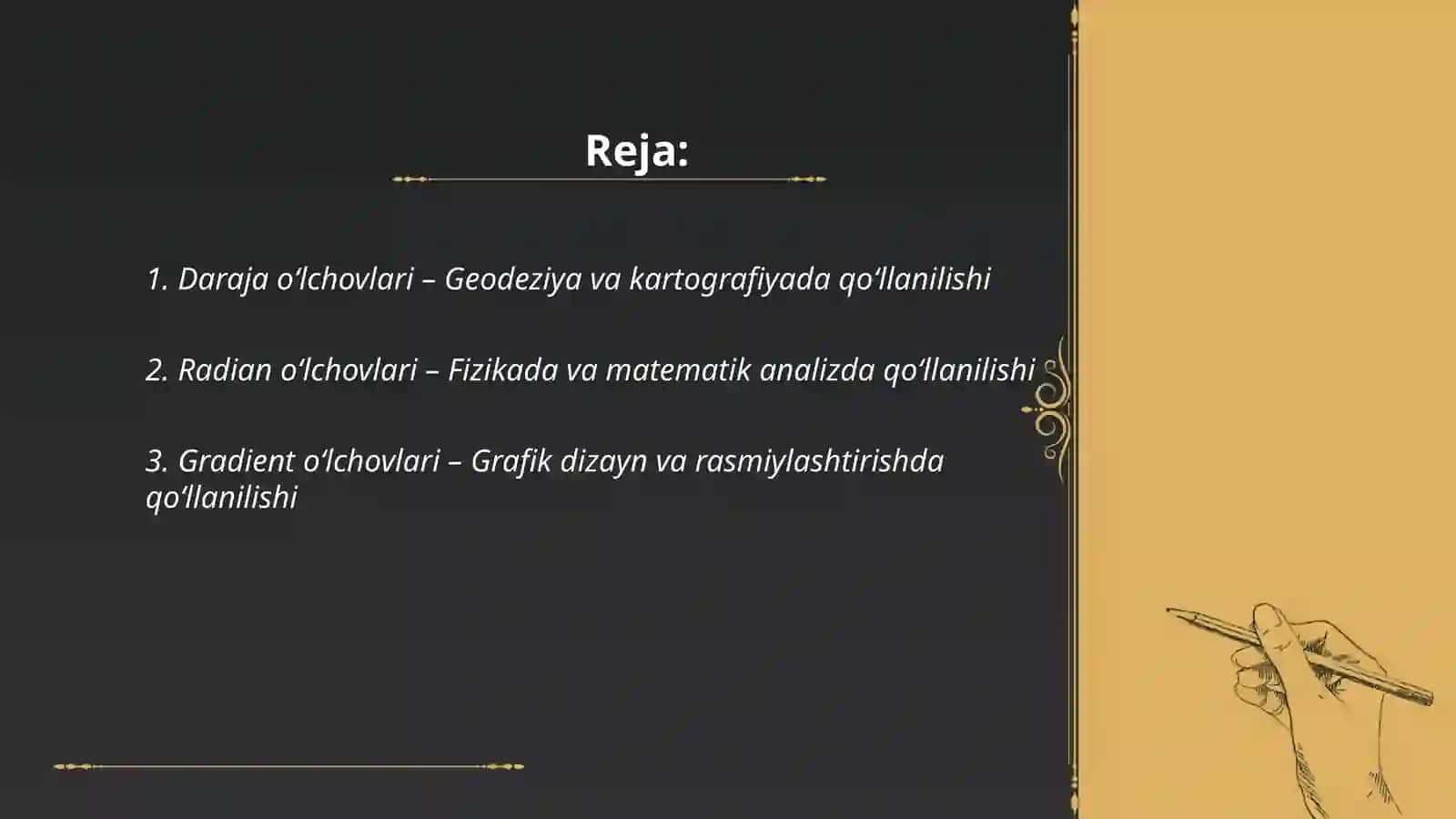 Daraja va radian oʻlchovlari 2