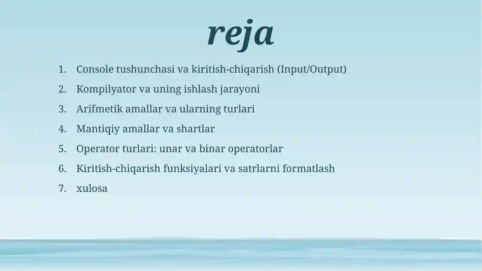 Console tushunchasi va kiritish-chiqarish (Input/Output) 2
