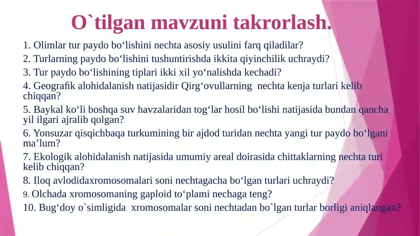Turlarning paydo bo‘lishini tushuntirish uslubi 2