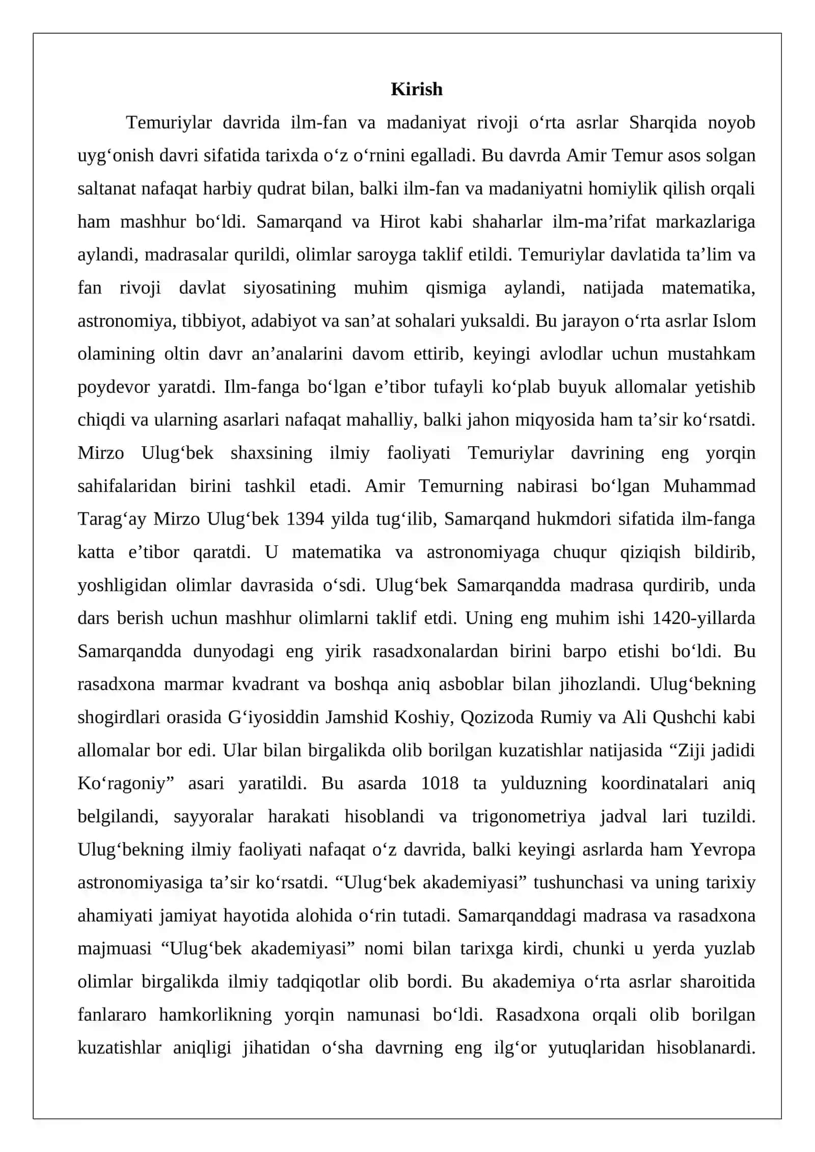 Jamiyat hayotida “Ulug‘bek akademiyasi”ning tutgan o‘rni 2