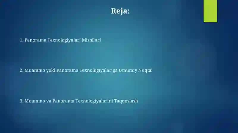 Panorama Texnologiyalari Misollari 2