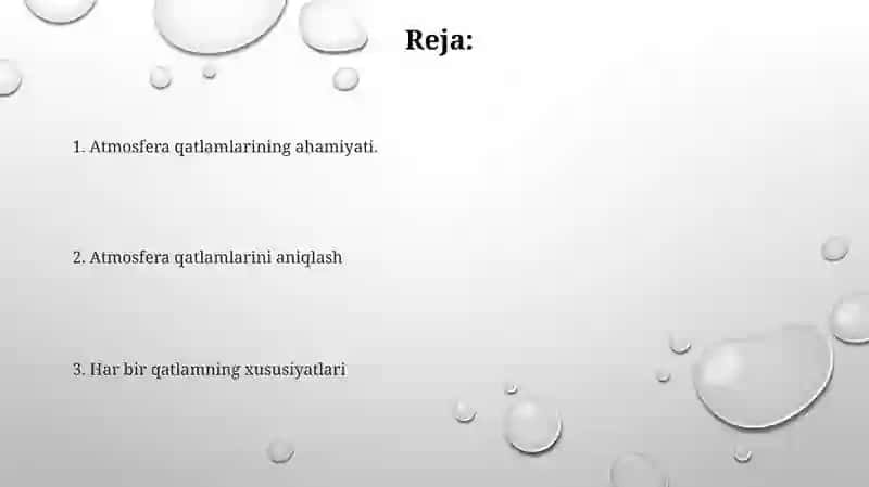 Atmosfera qavatlariga tarif 2