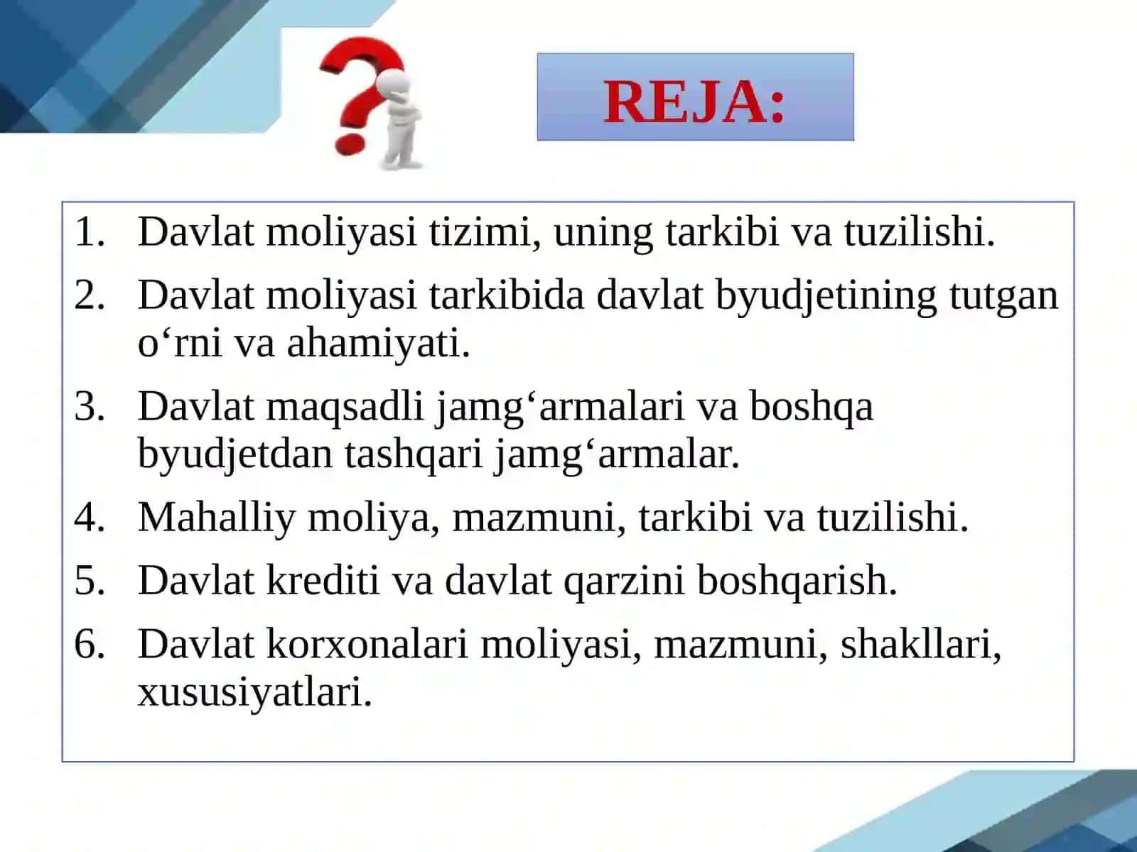 Davlat moliyasi tizimi 2