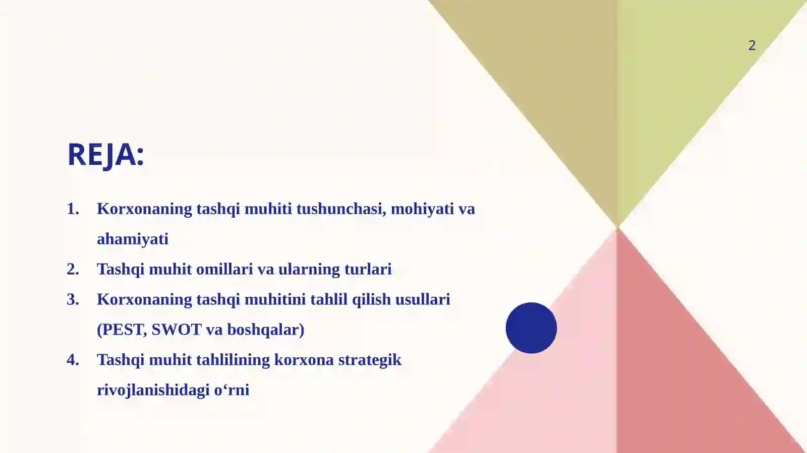 Korxonaning tashqi muhitini tahlil qilish 2