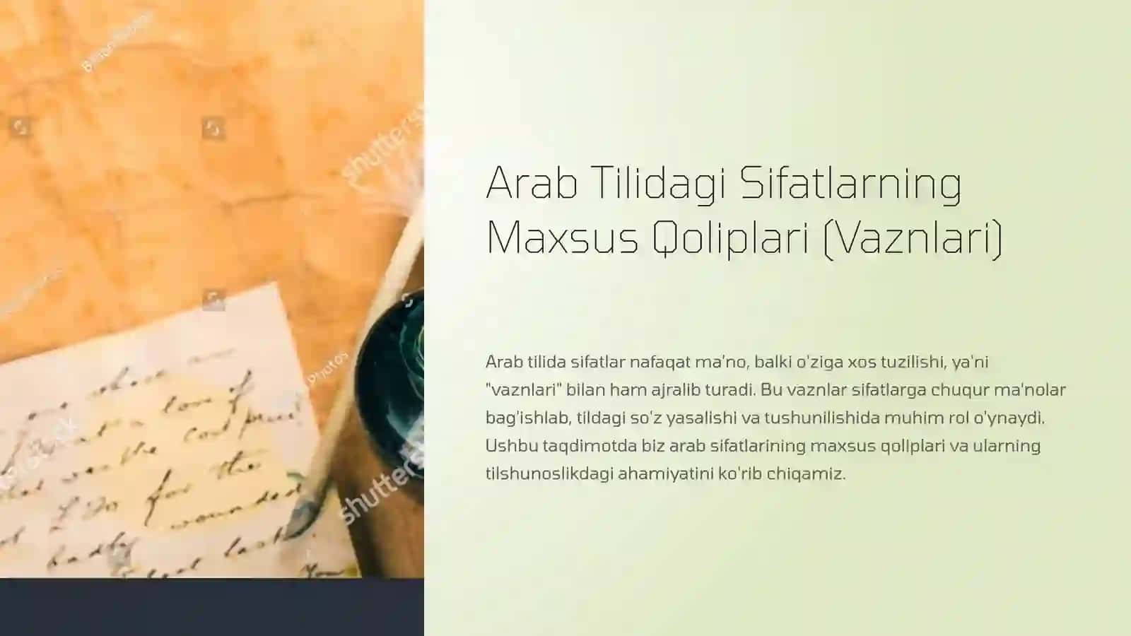 Arab Tilidagi Sifatlarning Maxsus Qoliplari (Vaznlari) 2