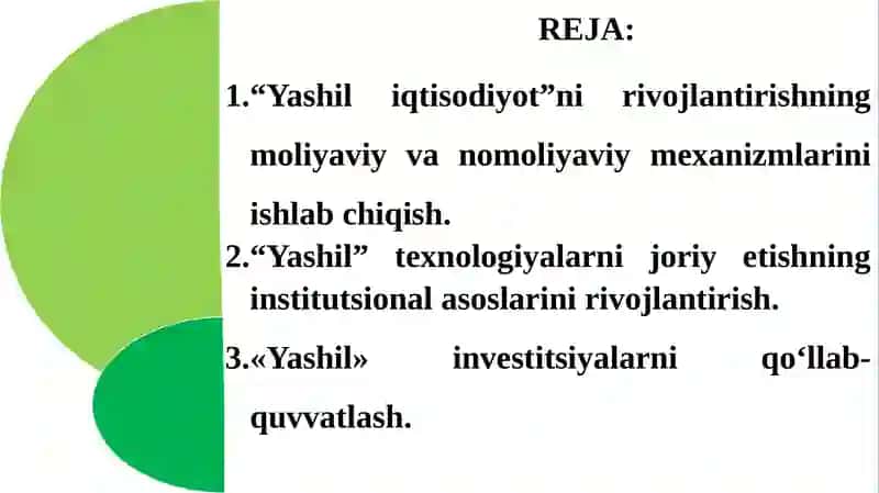 “YASHIL IQTISODIYOT”NI  RIVOJLANTIRISHNING MOLIYAVIY VA NOMOLIYAVIY MEXANIZMLARI. 2
