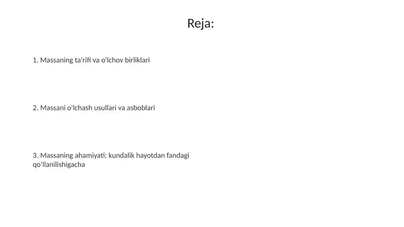 Massa va massa birliklari 2