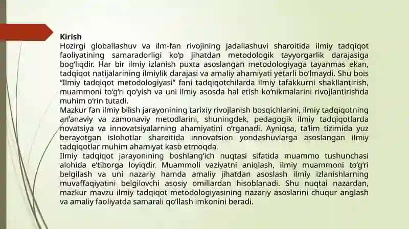 Ilmiy tadqiqot metodologiyasi 2