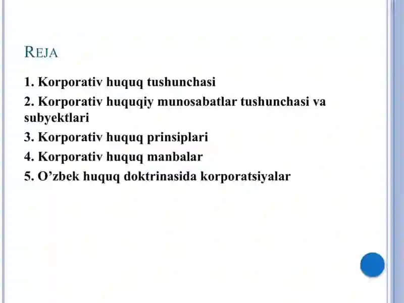Korporativ huquq manbalari tizimi 2