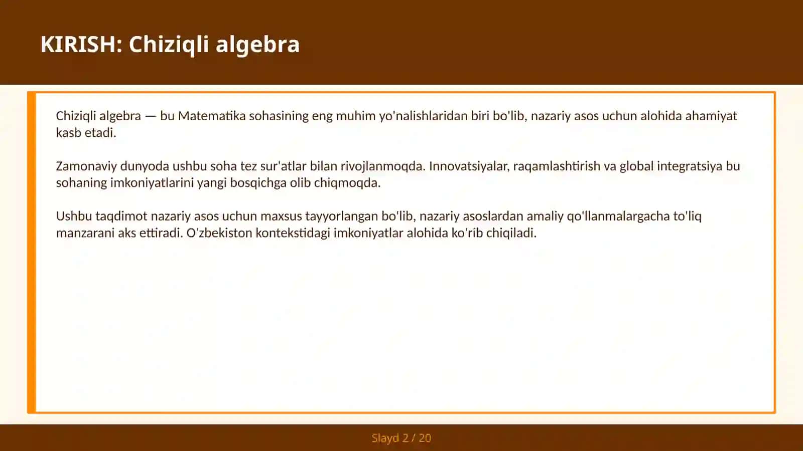 Chiziqli Algebra 2