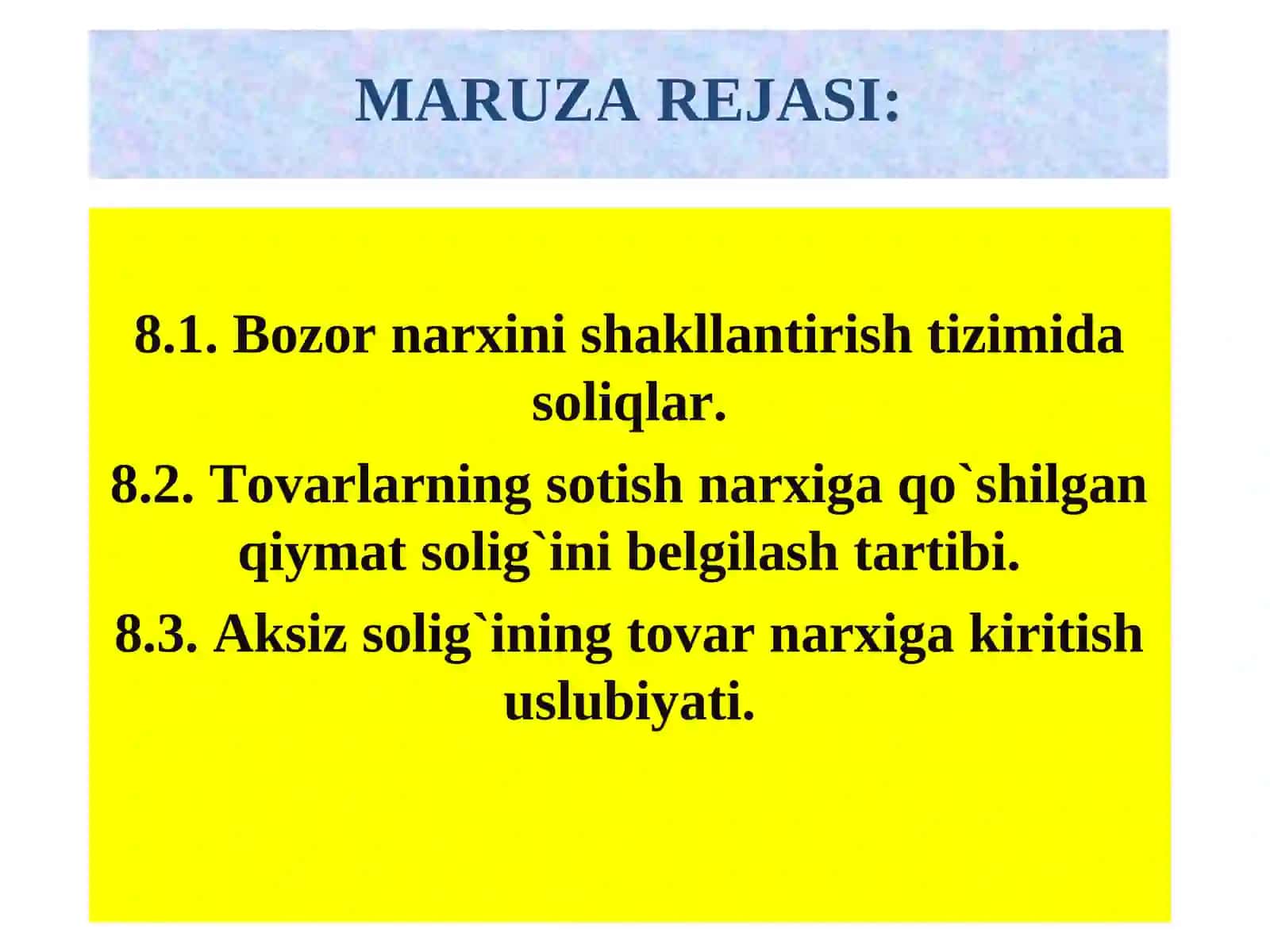 Bozor narxini shakllantirish tizimi 2