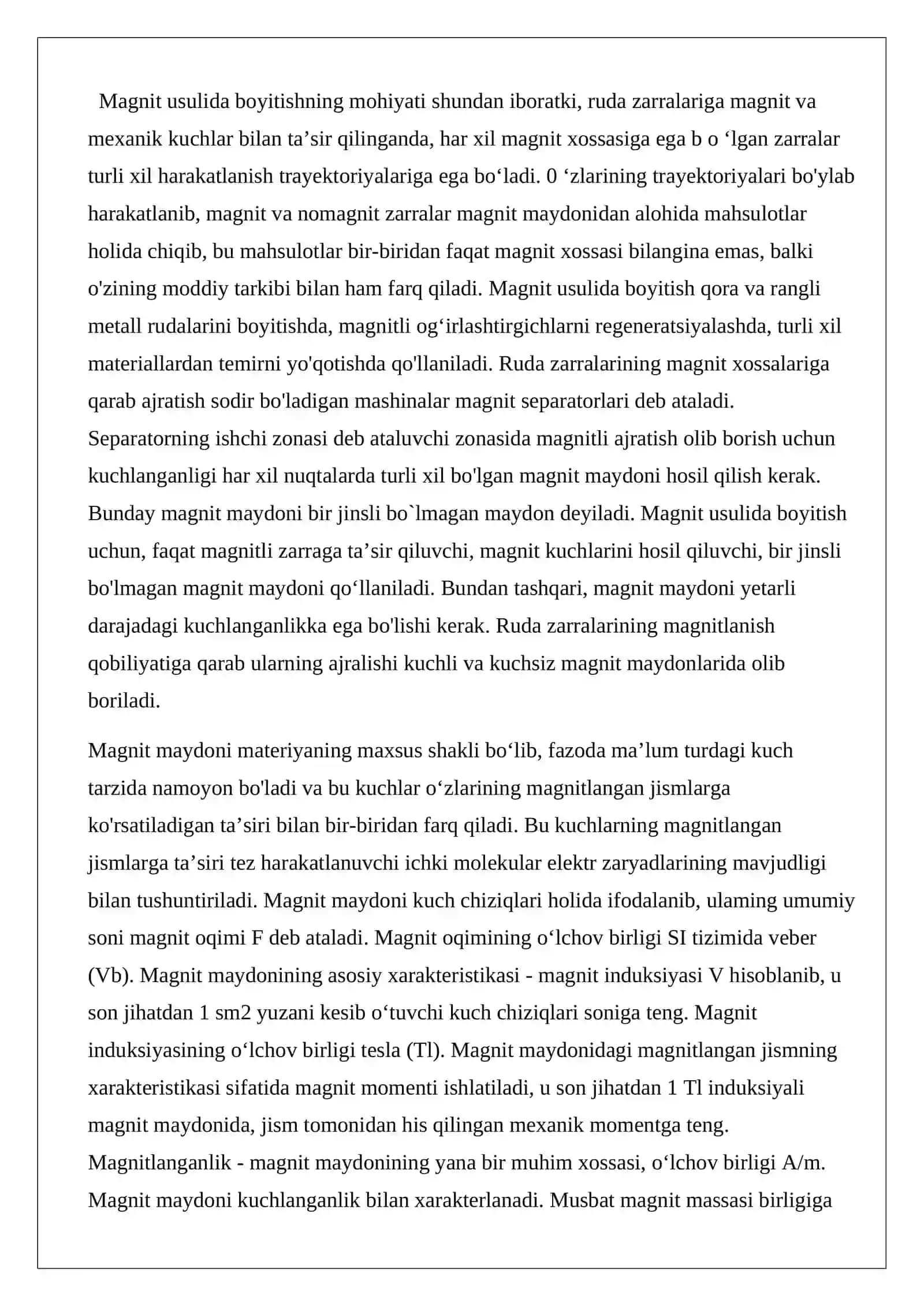 Мagnit usulda boyitish 2