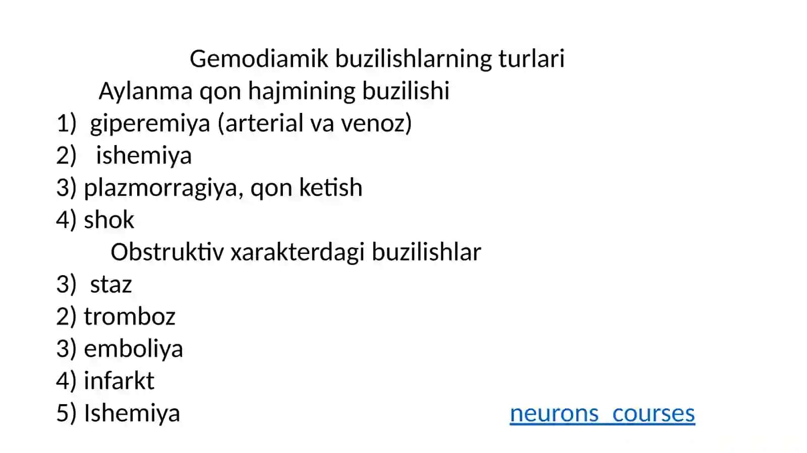 Gemodinamikani buzlishlari. Giperimiya 2