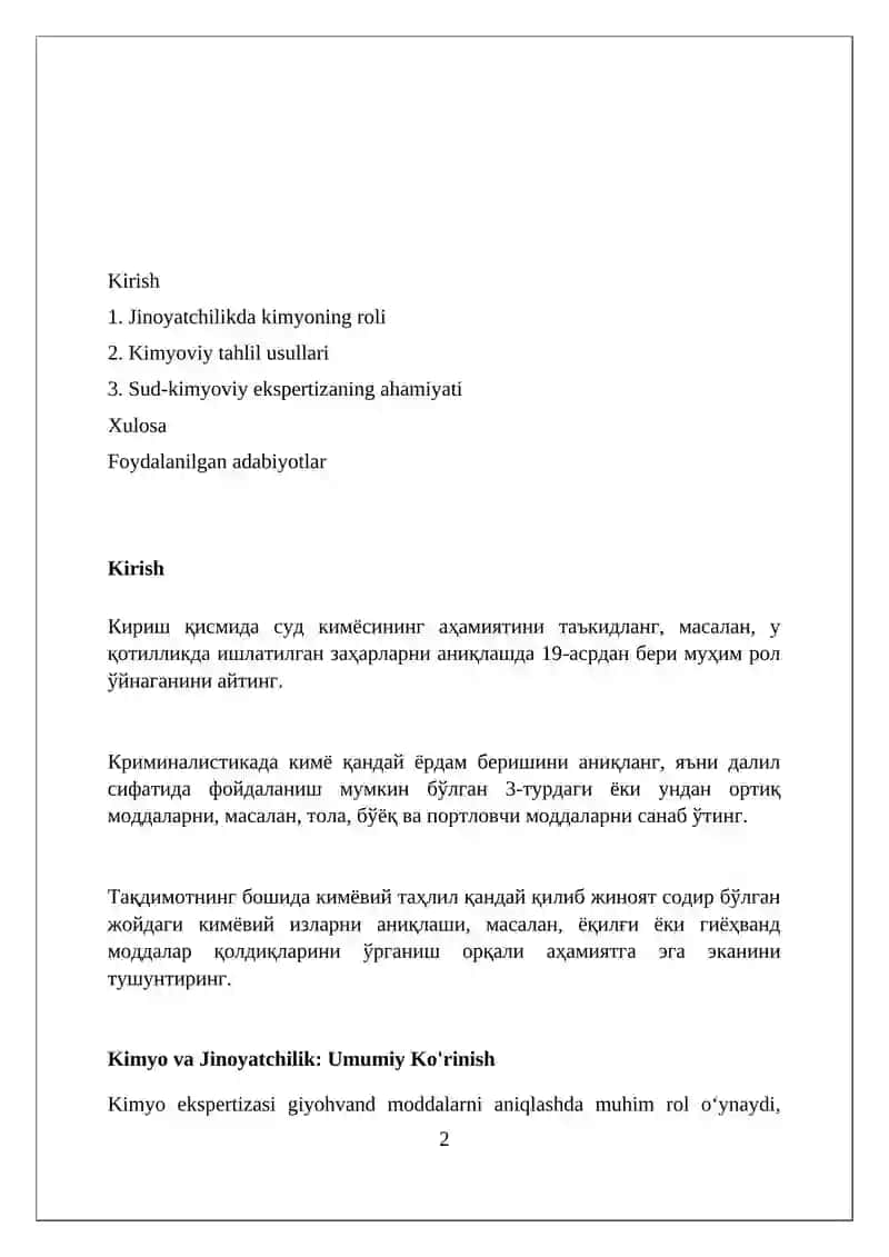 Kriminalistikada kimyoning o'rni 2