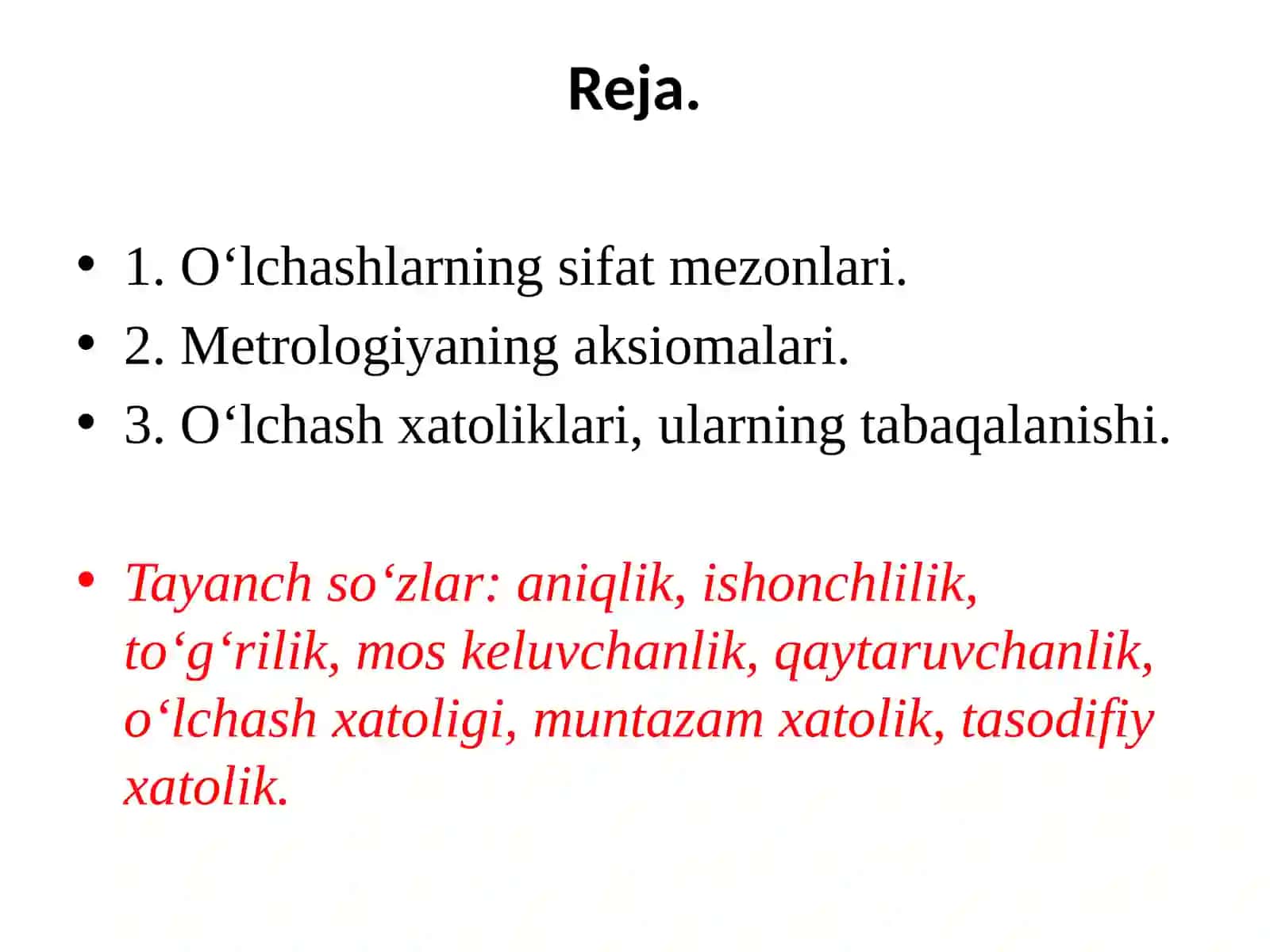 O‘lchashxatoliklarinianiqliksinfiasosidame’yorlashvabaxolash 2