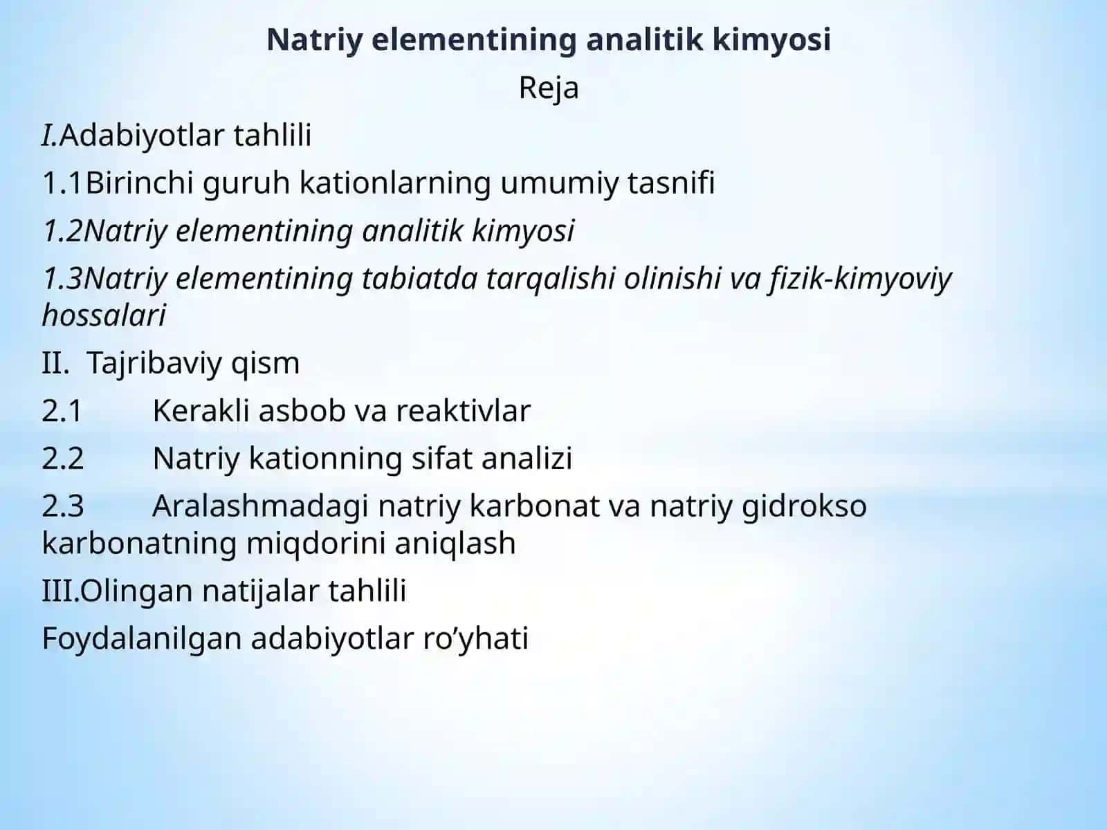 Natriyelementining analitik kimyosi 2