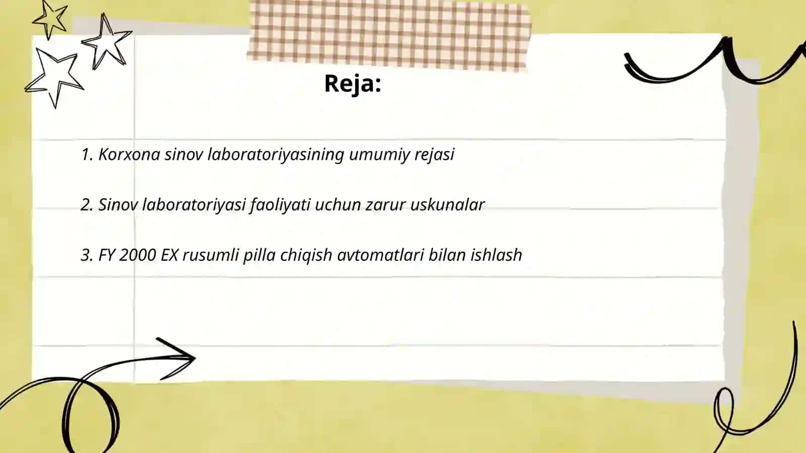 Korxona sinov laboratoriyasi 2