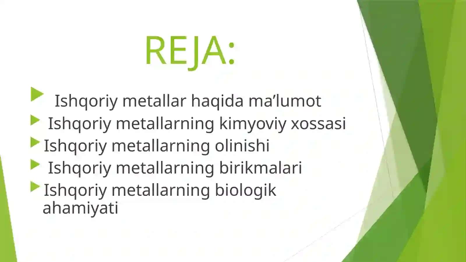 Ishqoriy metallar olinishi va xossalari 2