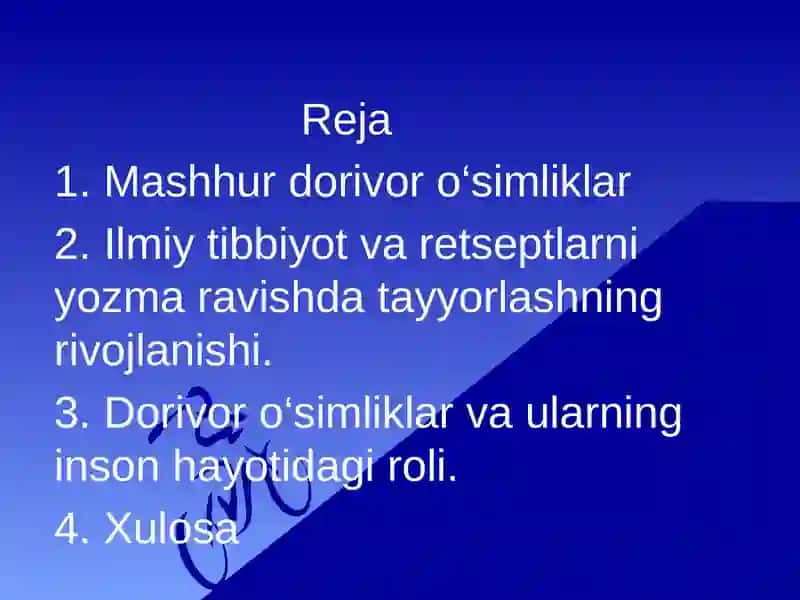 Retsept tarixi va Dorivor o'simliklar 2