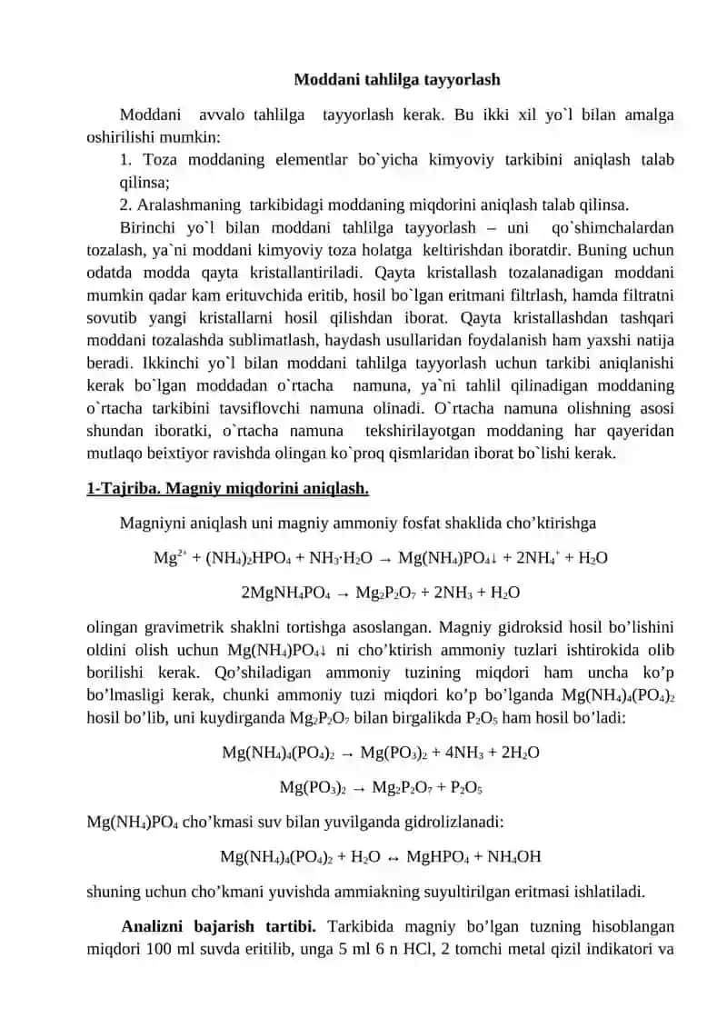 Analitik Kimyoning Miqdoriy Tahlil Bo`limi 2