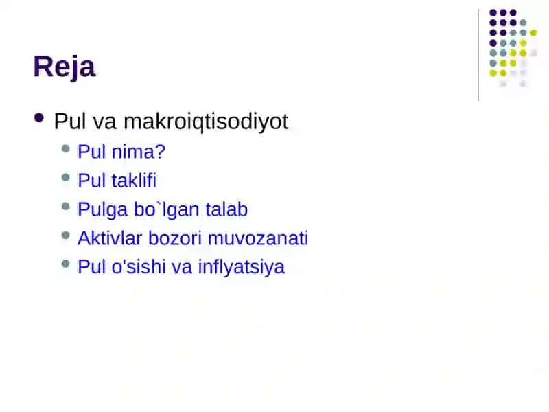 Aktivlar bozori, pul va narxlar 2