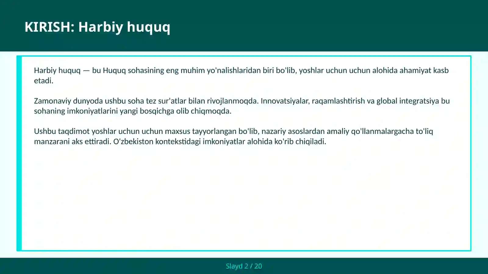 Harbiy Huquq 2