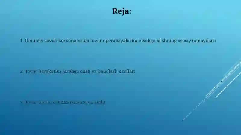 Urgurchi savdo korhonalarida tovar operatsiyalarinining hisobi 2