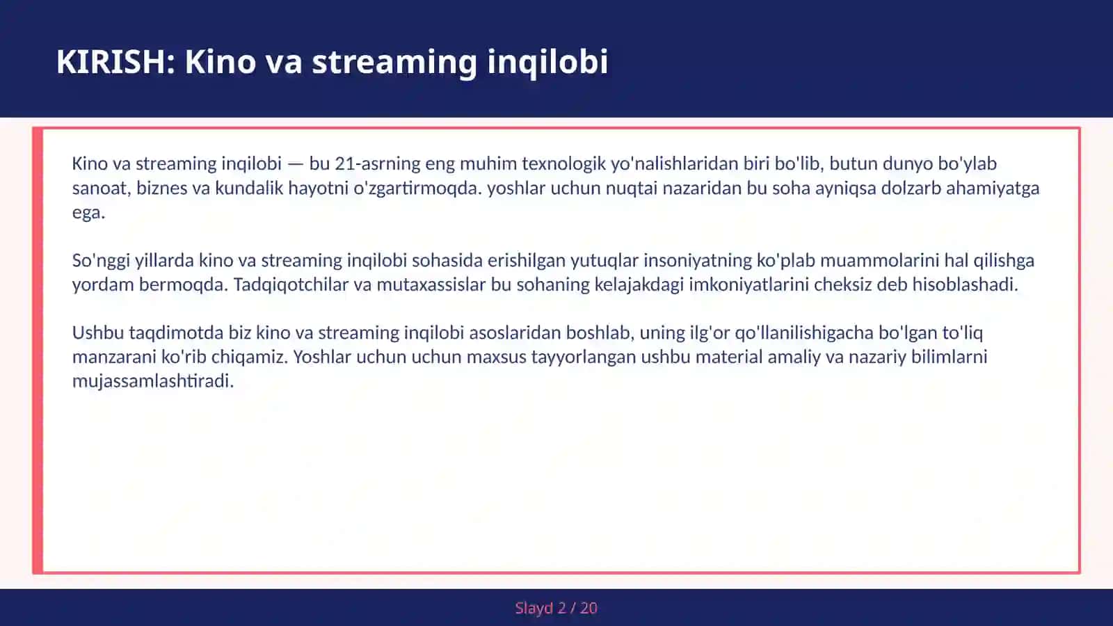 Kino va streaming inqilobi 2