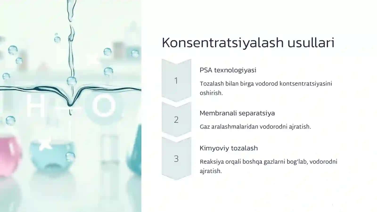 Vodorodni tozalash va konsentratsiyalash 2