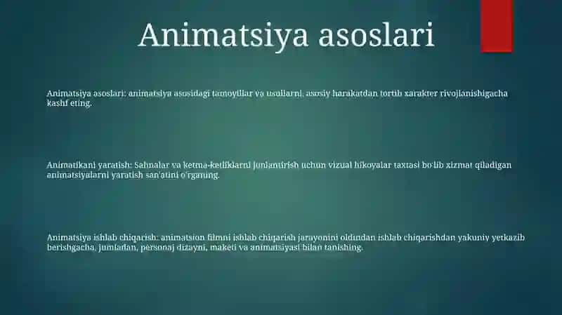 Animatsiyon Lavhalar Yaratish 2