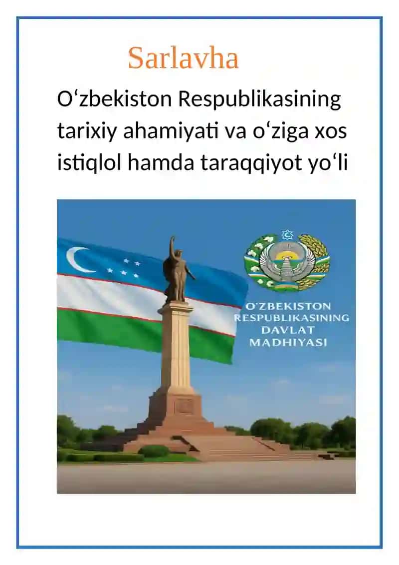 Oʻzbekiston Respublikasi Tarixi 2