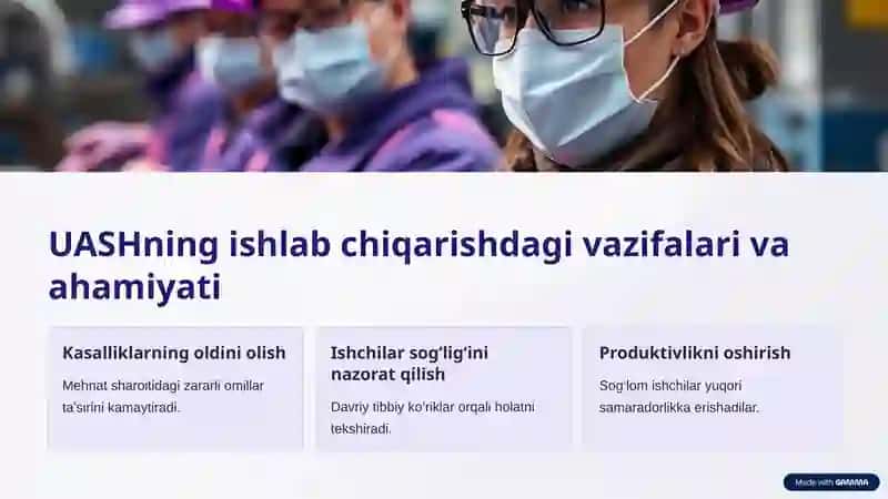 UASH ishining gigiyenik jihatlari 2