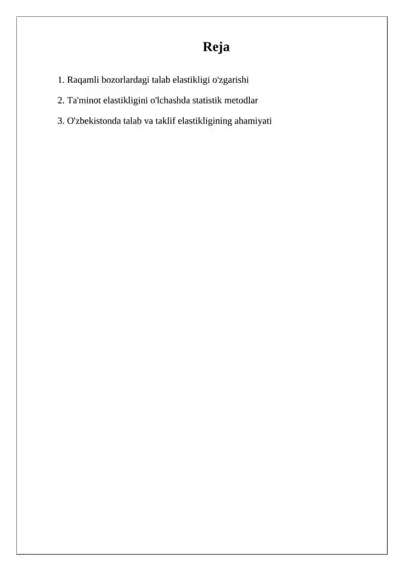 Talab va taklif elastikligi 2