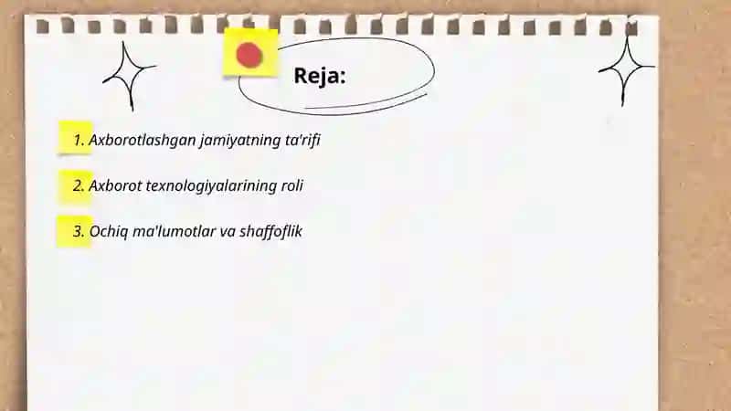 Axborotlashgan jamiyatning oʻziga xos jihatlar 2