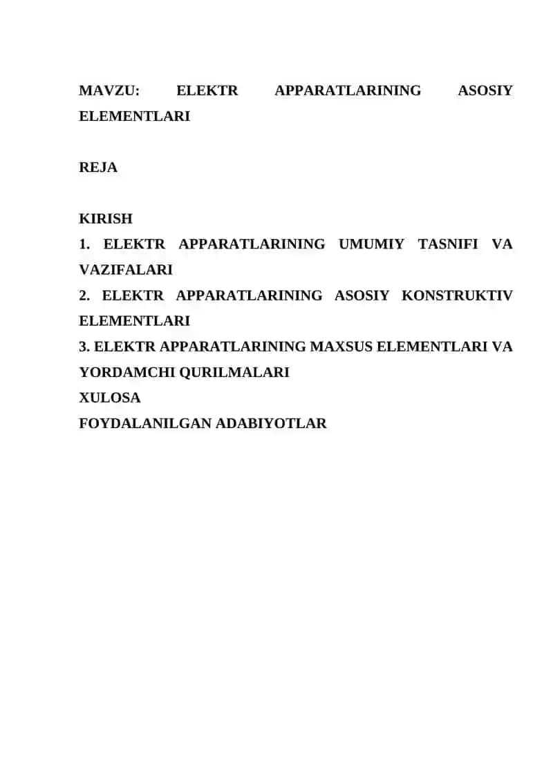 ELEKTR APPARATLARINING ASOSIY ELEMENTLARI 2