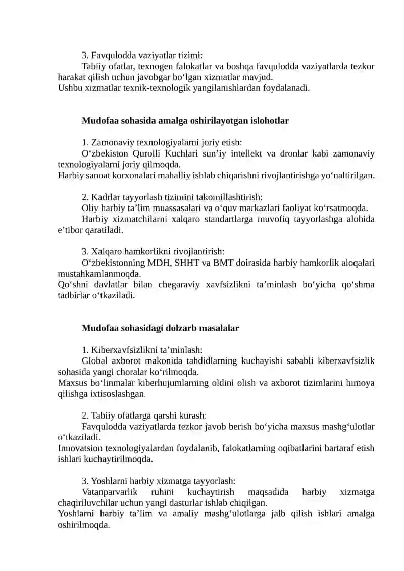 O’zbekistonning mudofaa qobiliyati 2