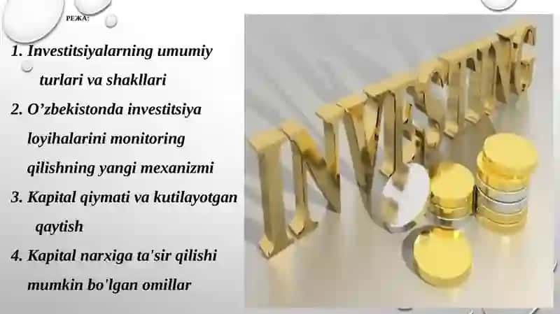 INVESTISIYALAR VA KAPITAL QIYMATI 2