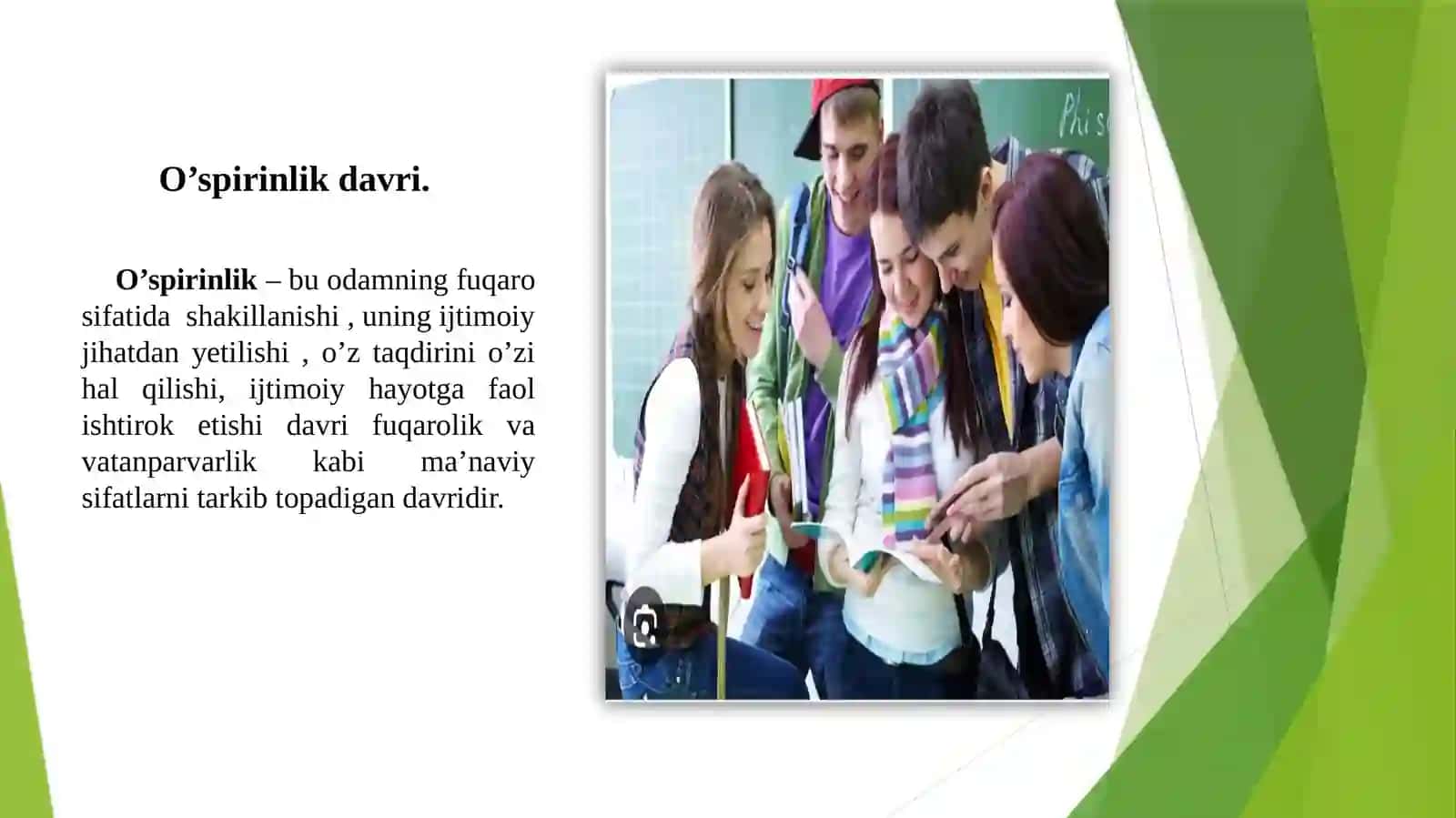 O’spirinlik davrida kasb tanlashga doir muammolar. 2
