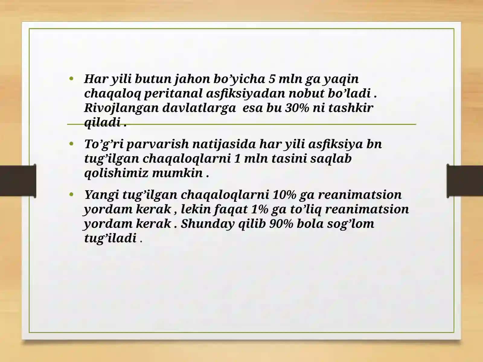 Yangi tug‘ilgan chaqaloqlar asfiksiyasi 2