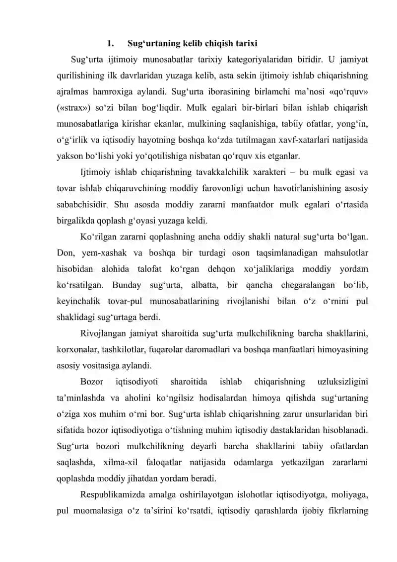 Milliy iqtisodiyotda sug'urtaning o'rni 2