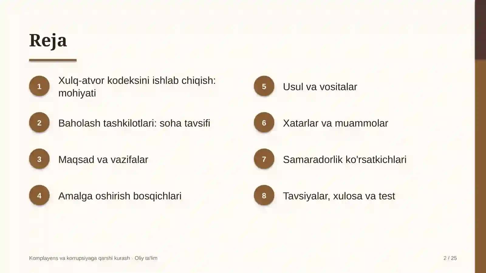 Baholash tashkilotlarida xulq-atvor kodeksini ishlab chiqish 2