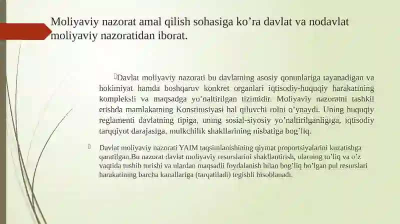 Moliyaviy nаzorаtning amalqilish sohalari 2